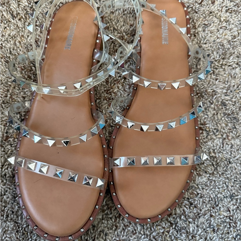 Studded Clear Strap Sandals